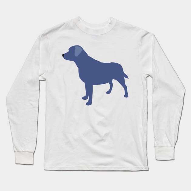 Labrador Silhouette -Blue Long Sleeve T-Shirt by Issacart